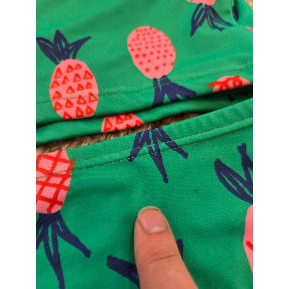Hanna Andersson Green Pineapple Fruit 2 Piece Swimsuit Ruffled Girls 140 US 10